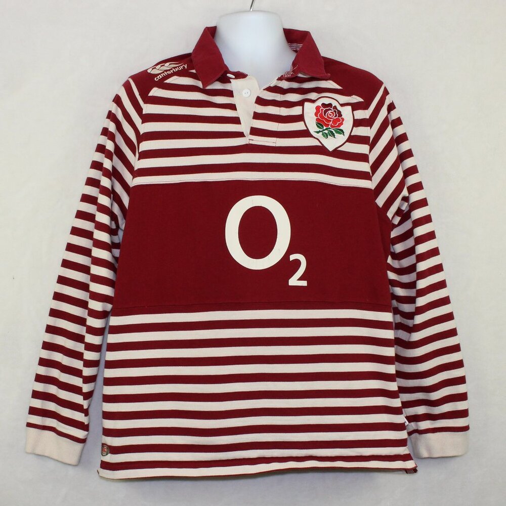 Rare Canterburry Stripe Long Sleeve England Rugby O2 Jersey (XL)